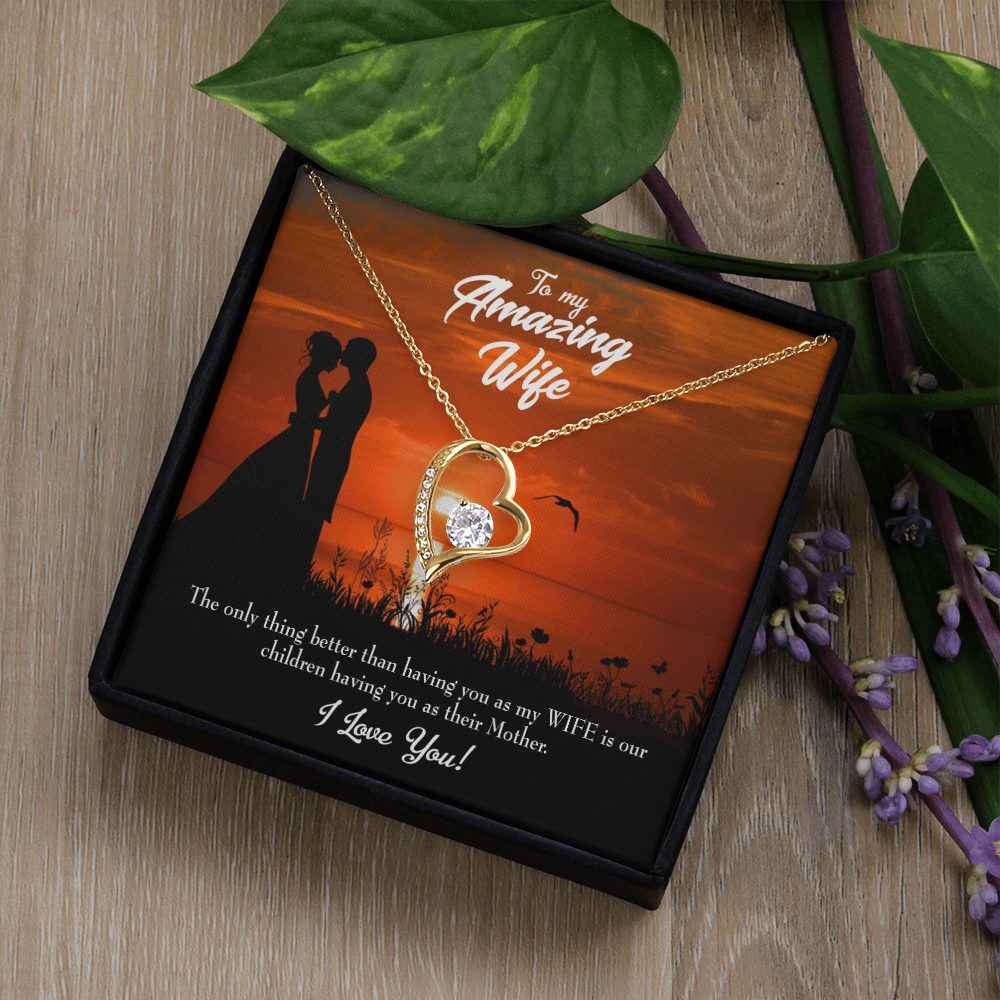 To My Wife Wife and Mother Forever Necklace w Message Card-Express Your Love Gifts