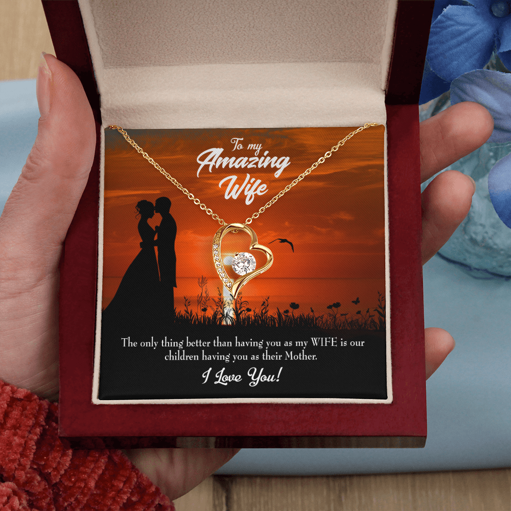 To My Wife Wife and Mother Forever Necklace w Message Card-Express Your Love Gifts