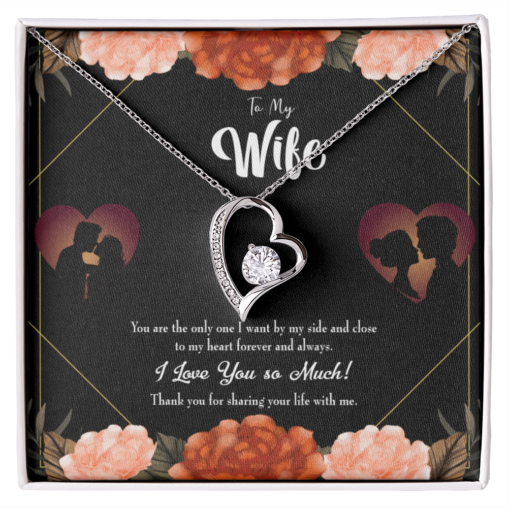 To My Wife Wife by my Side Forever Necklace w Message Card-Express Your Love Gifts