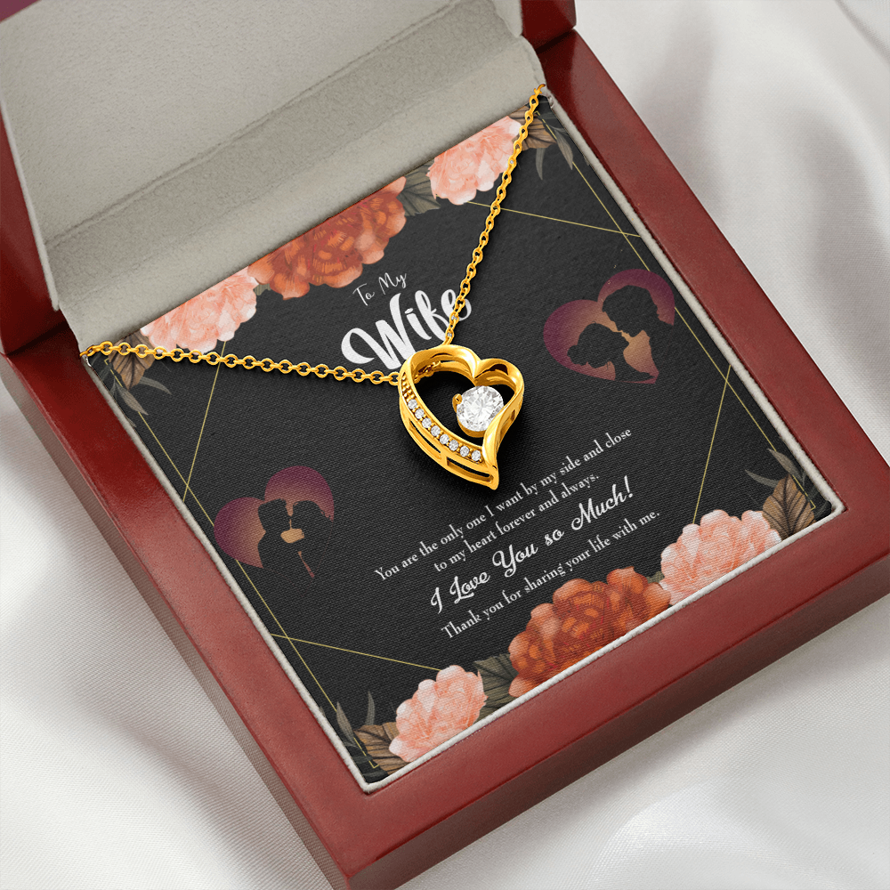 To My Wife Wife by my Side Forever Necklace w Message Card-Express Your Love Gifts