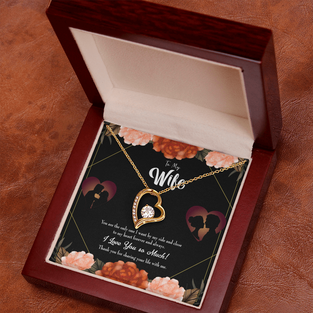 To My Wife Wife by my Side Forever Necklace w Message Card-Express Your Love Gifts