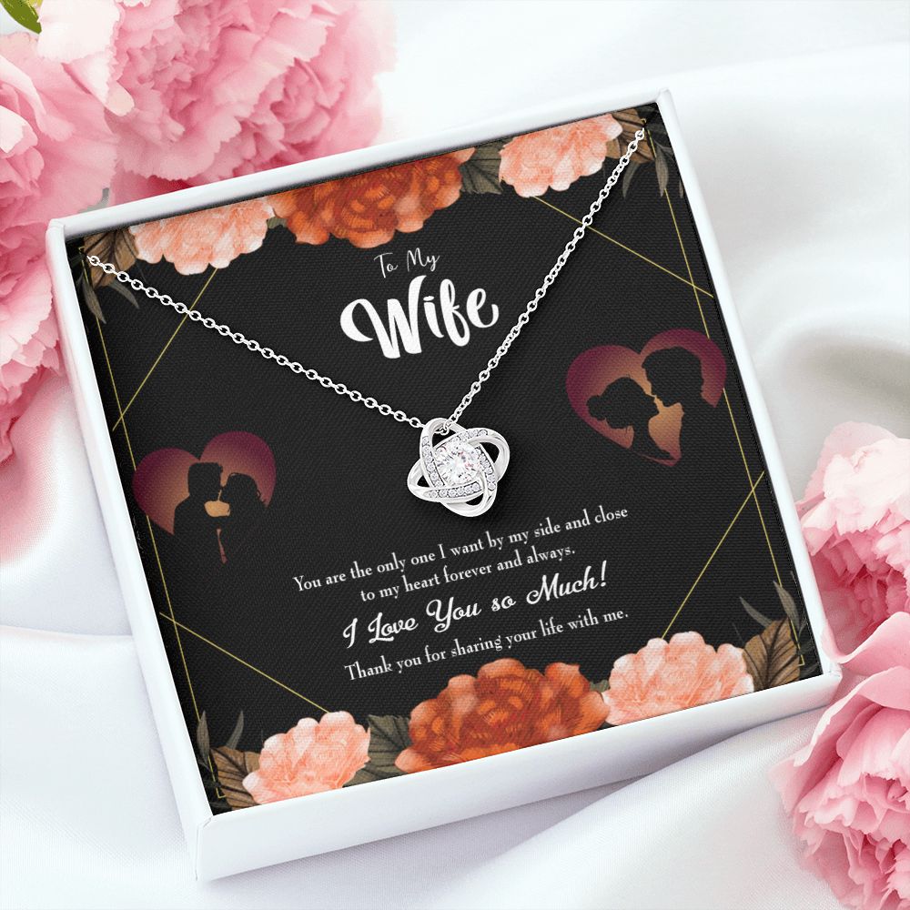 To My Wife Wife by my Side Infinity Knot Necklace Message Card-Express Your Love Gifts