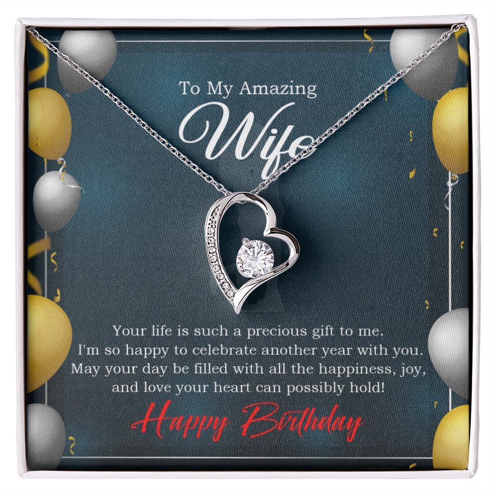 To My Wife Wife is a Precious Gift Birthday Message Forever Necklace w Message Card-Express Your Love Gifts