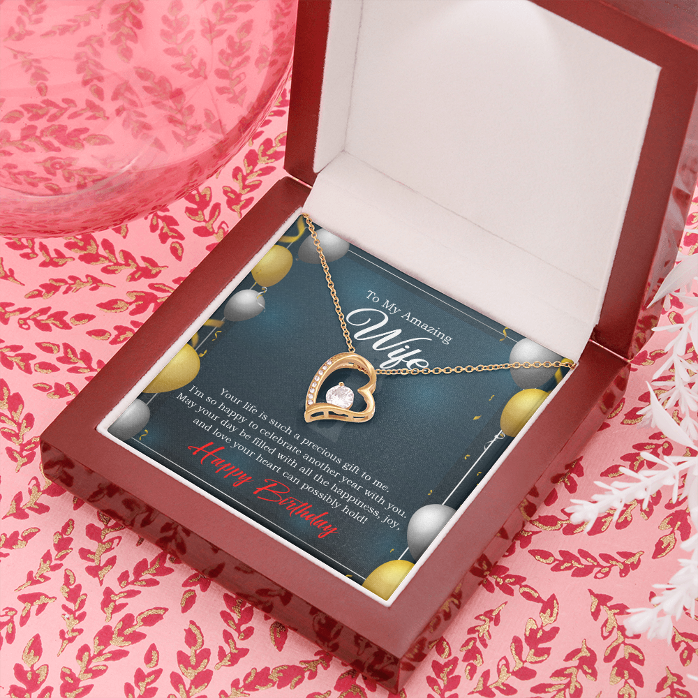 To My Wife Wife is a Precious Gift Birthday Message Forever Necklace w Message Card-Express Your Love Gifts