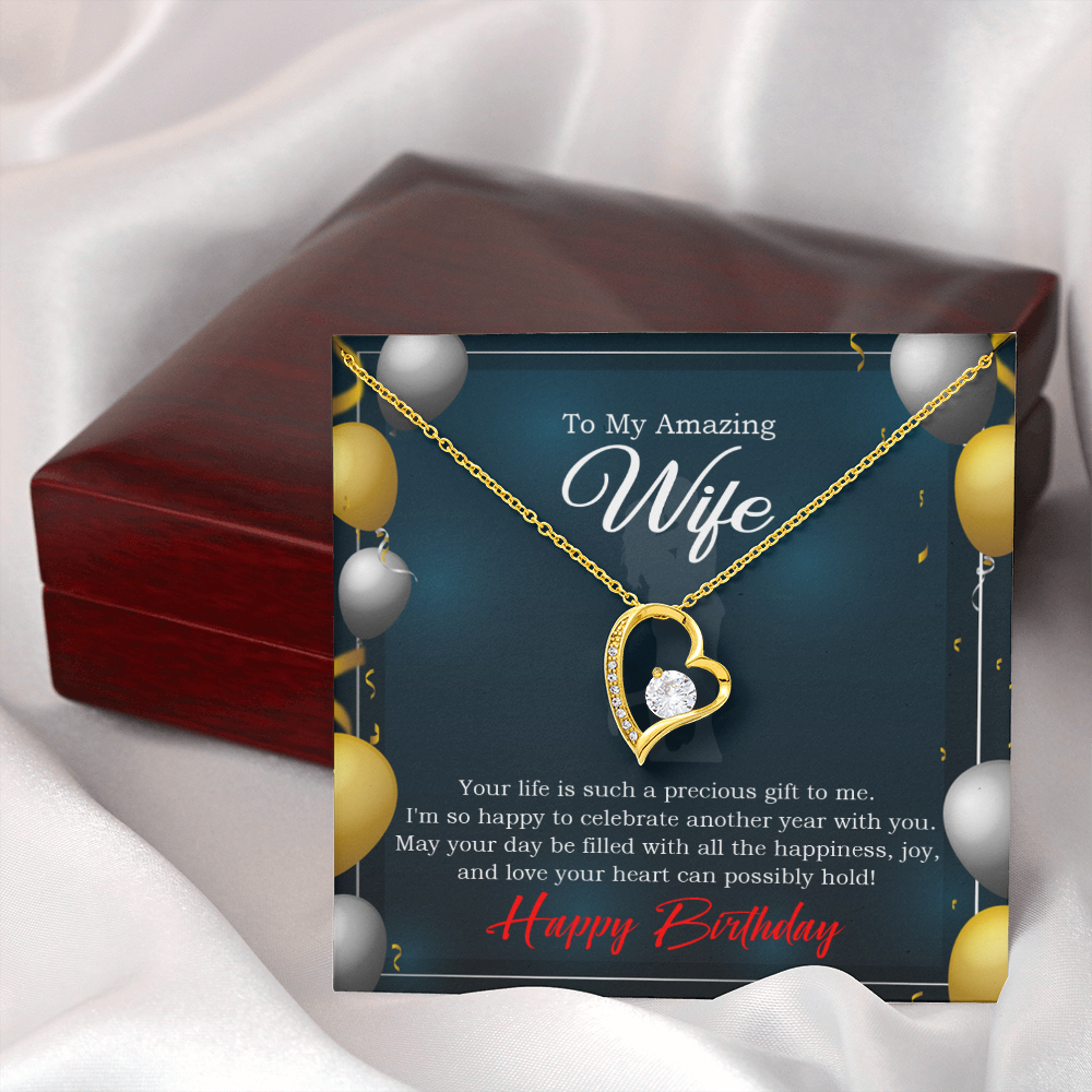 To My Wife Wife is a Precious Gift Birthday Message Forever Necklace w Message Card-Express Your Love Gifts