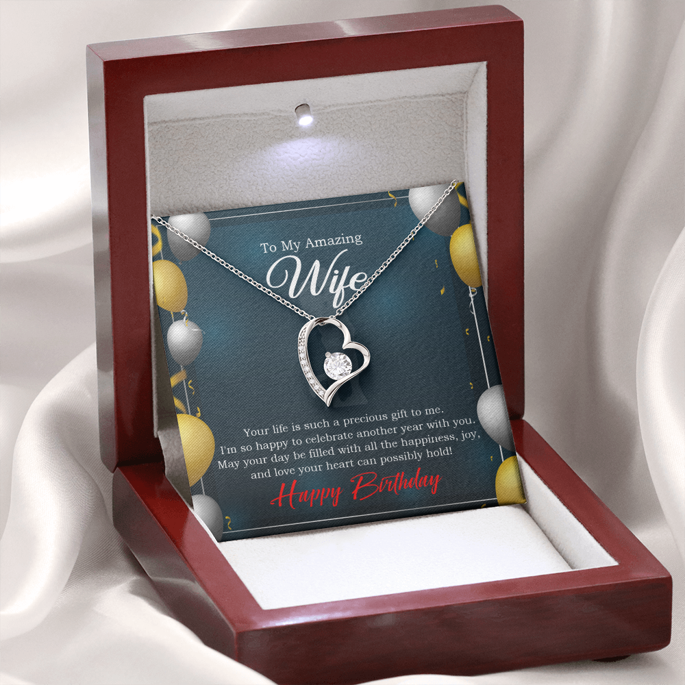 To My Wife Wife is a Precious Gift Birthday Message Forever Necklace w Message Card-Express Your Love Gifts