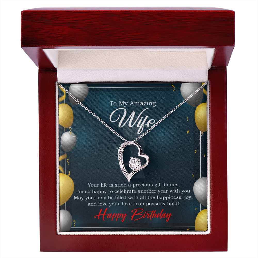 To My Wife Wife is a Precious Gift Birthday Message Forever Necklace w Message Card-Express Your Love Gifts