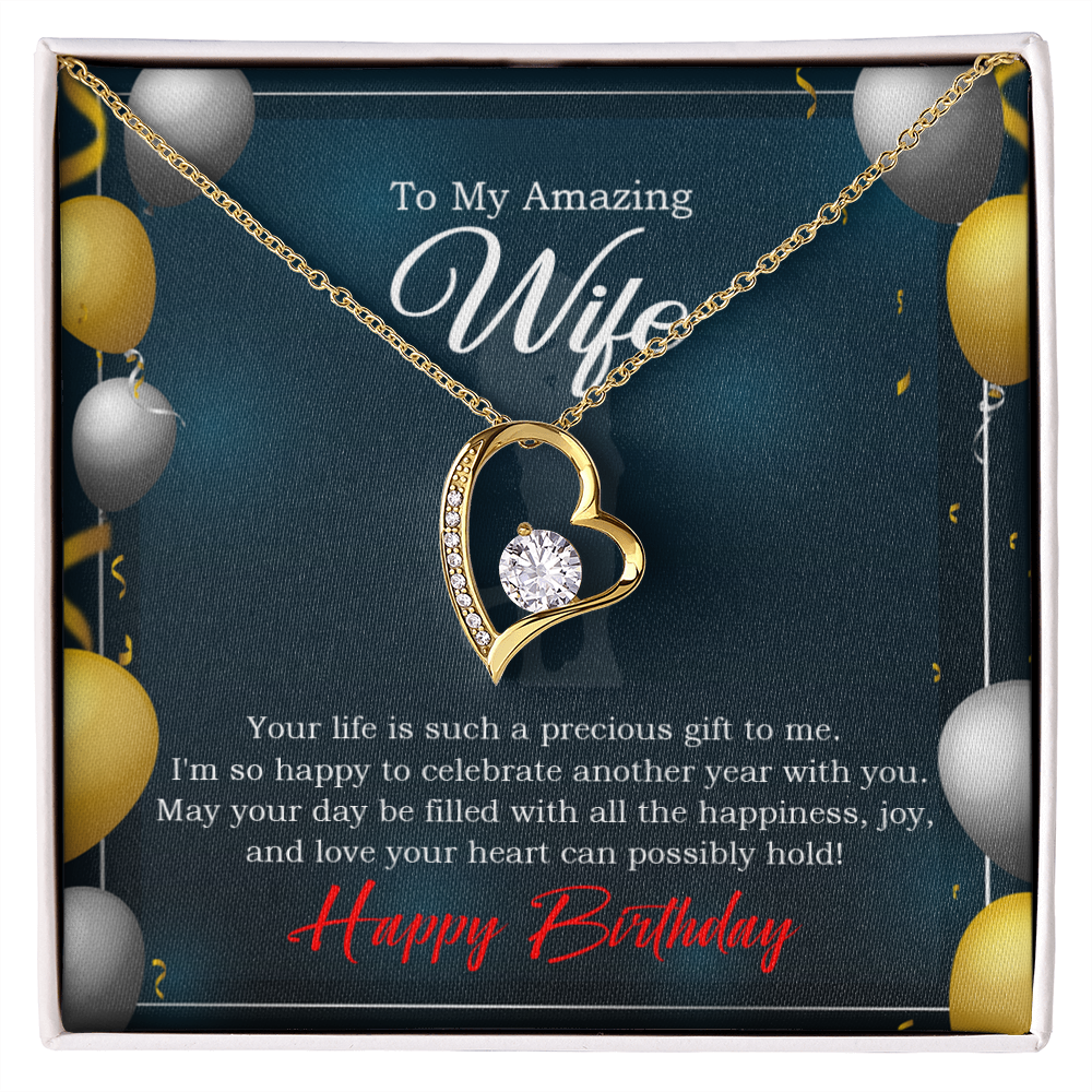 To My Wife Wife is a Precious Gift Birthday Message Forever Necklace w Message Card-Express Your Love Gifts