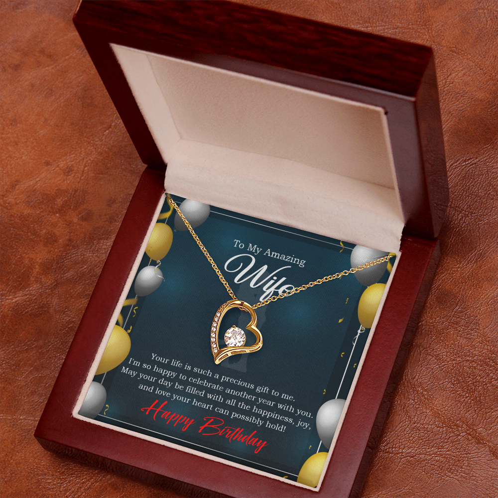 To My Wife Wife is a Precious Gift Birthday Message Forever Necklace w Message Card-Express Your Love Gifts