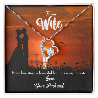 To My Wife Wife Love Story Forever Necklace w Message Card-Express Your Love Gifts