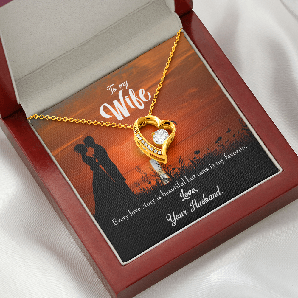 To My Wife Wife Love Story Forever Necklace w Message Card-Express Your Love Gifts