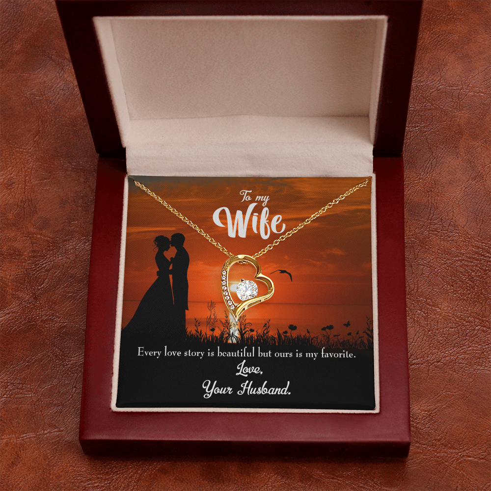 To My Wife Wife Love Story Forever Necklace w Message Card-Express Your Love Gifts