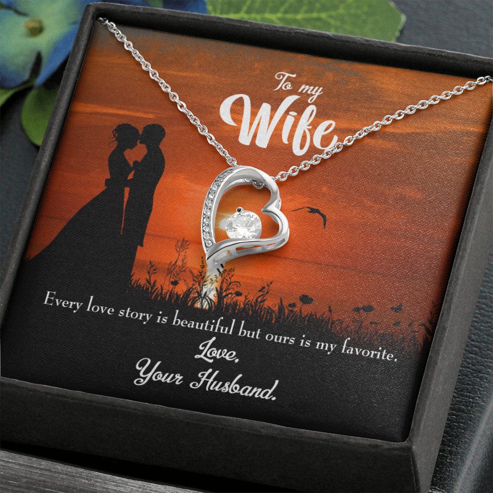 To My Wife Wife Love Story Forever Necklace w Message Card-Express Your Love Gifts