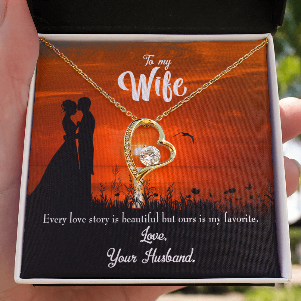 To My Wife Wife Love Story Forever Necklace w Message Card-Express Your Love Gifts