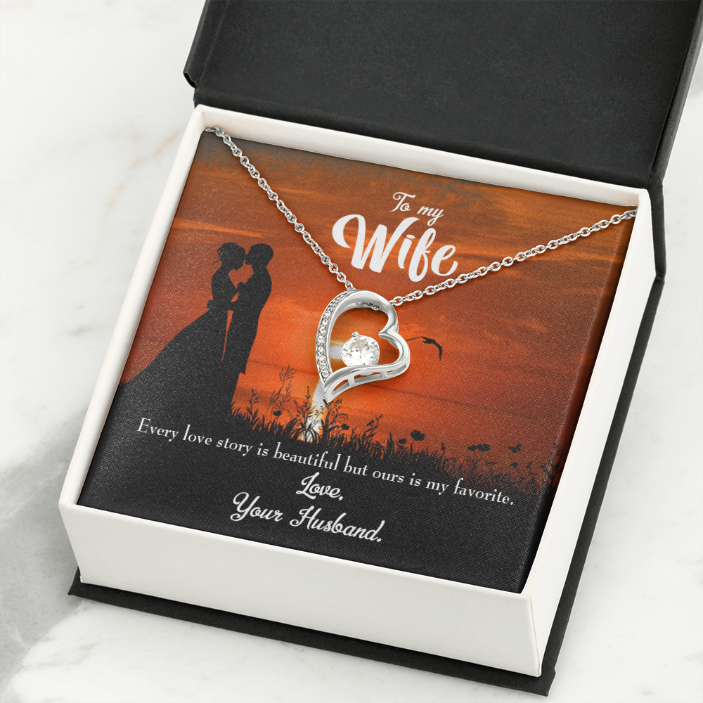 To My Wife Wife Love Story Forever Necklace w Message Card-Express Your Love Gifts