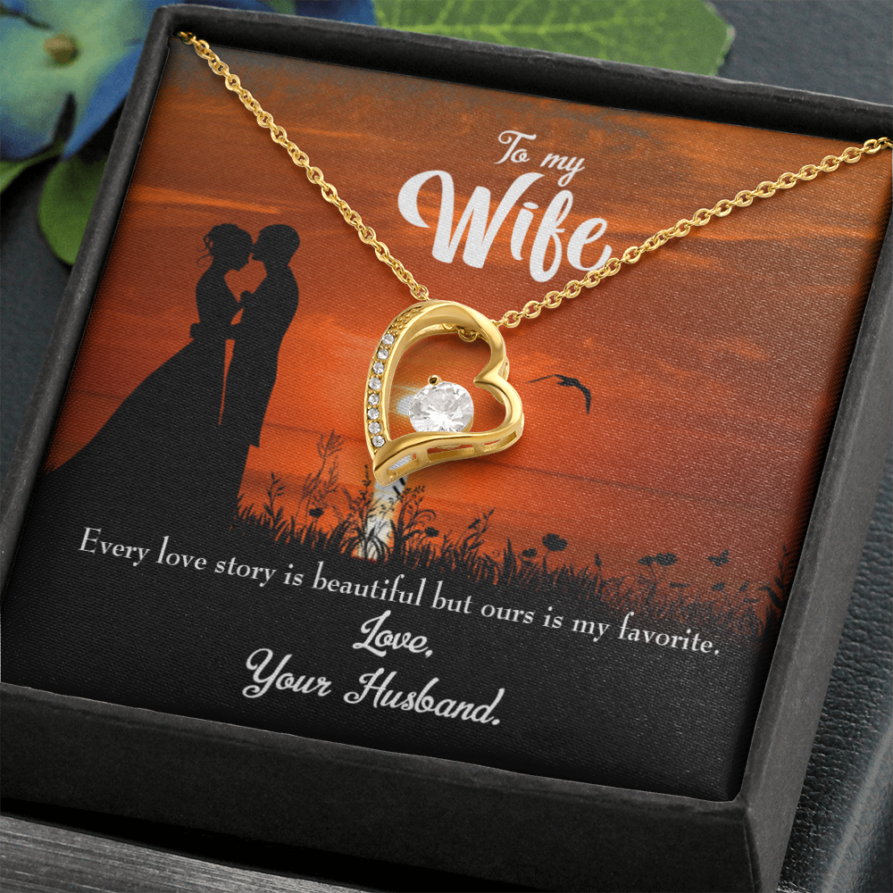 To My Wife Wife Love Story Forever Necklace w Message Card-Express Your Love Gifts