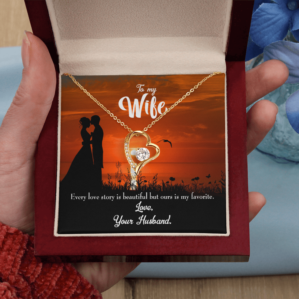 To My Wife Wife Love Story Forever Necklace w Message Card-Express Your Love Gifts