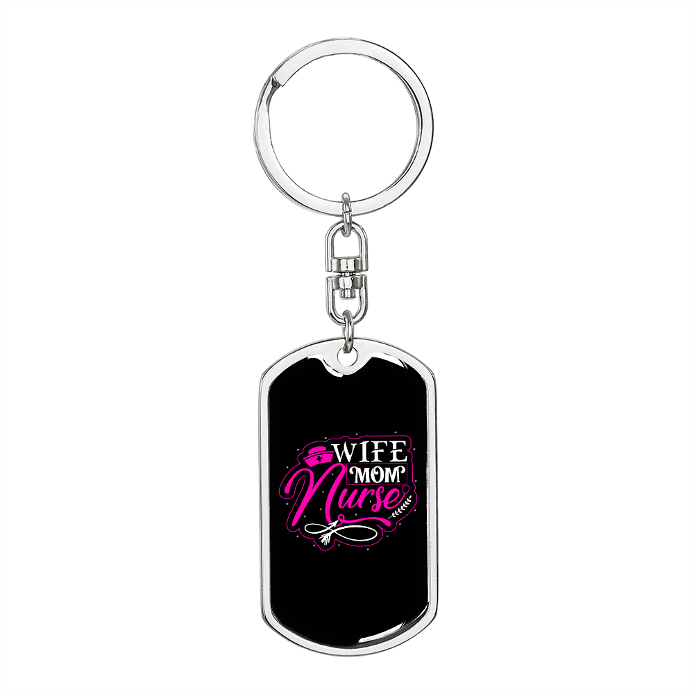 To My Wife Wife Mom Nurse Black Pink TranspArent Keychain Stainless Steel or 18k Gold Dog Tag Keyring-Express Your Love Gifts