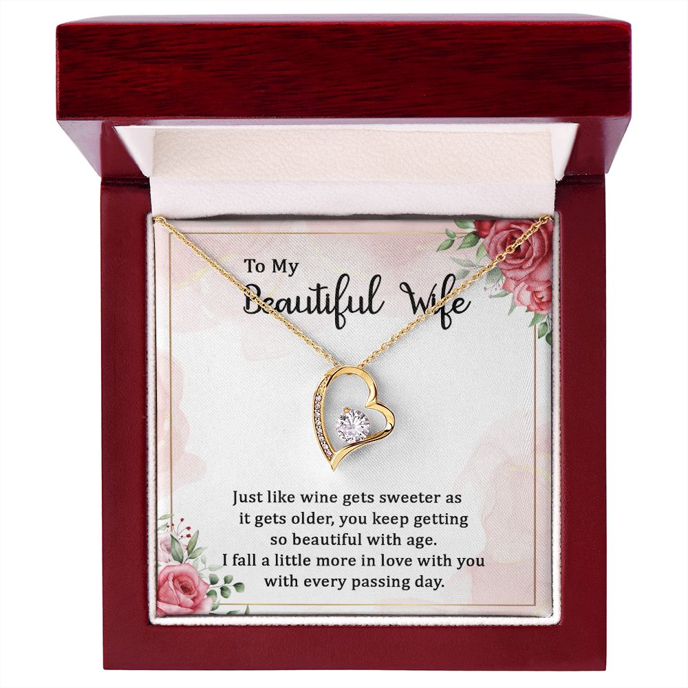 To My Wife Wine Gets Sweeter Forever Necklace w Message Card-Express Your Love Gifts