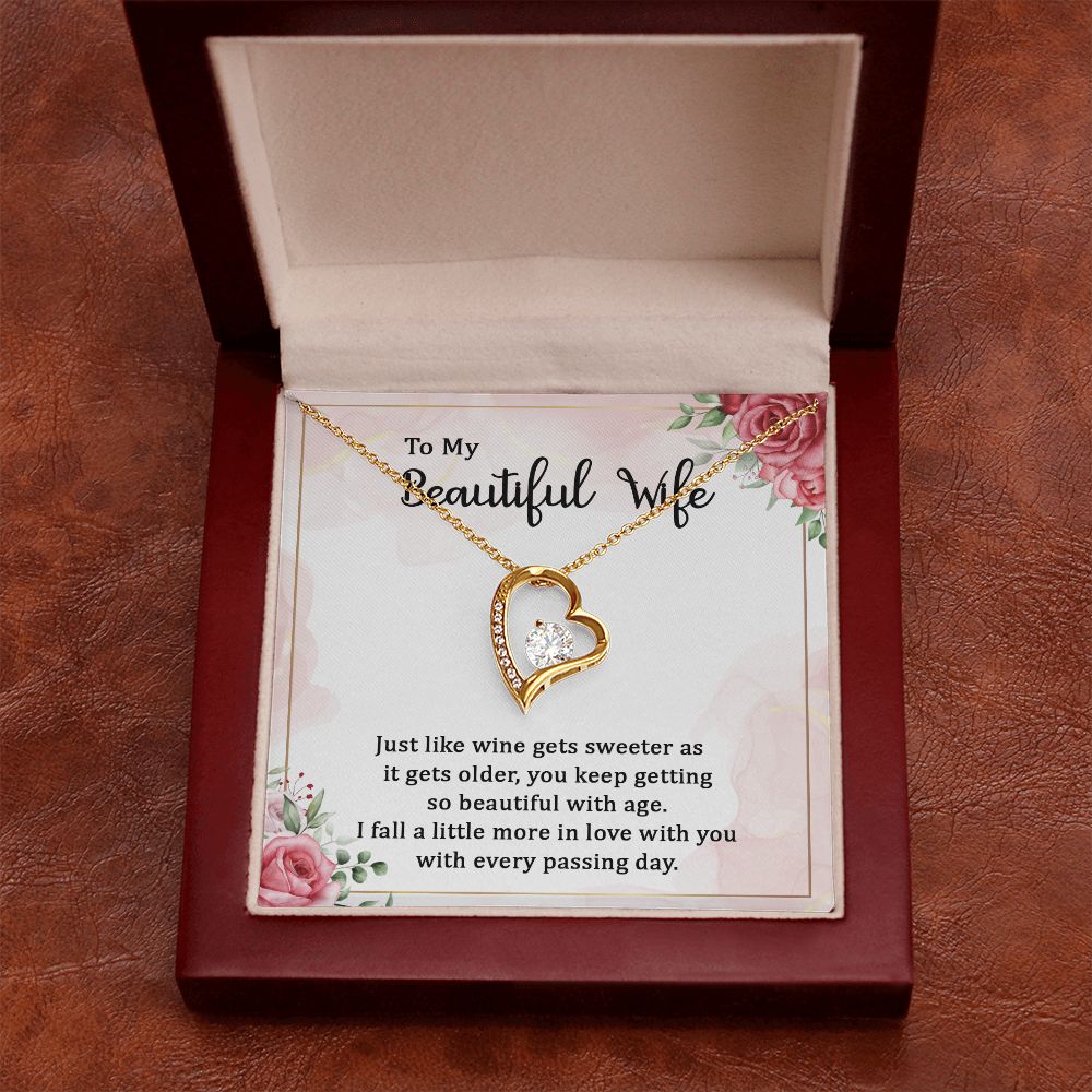 To My Wife Wine Gets Sweeter Forever Necklace w Message Card-Express Your Love Gifts