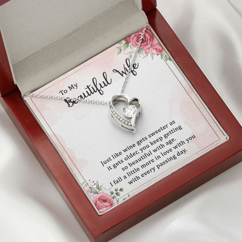 To My Wife Wine Gets Sweeter Forever Necklace w Message Card-Express Your Love Gifts