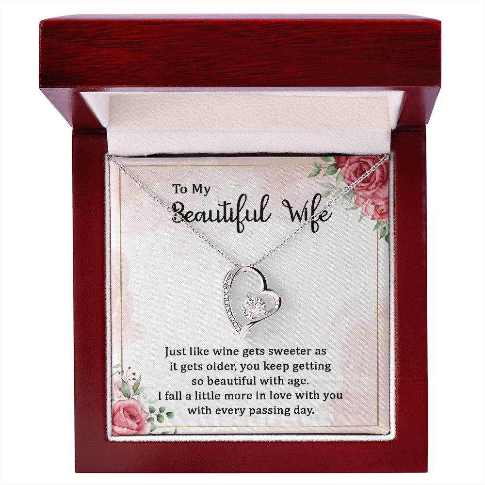 To My Wife Wine Gets Sweeter Forever Necklace w Message Card-Express Your Love Gifts