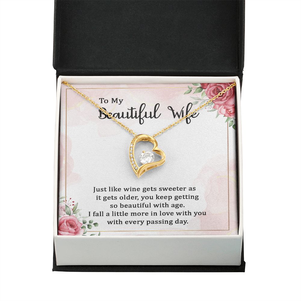 To My Wife Wine Gets Sweeter Forever Necklace w Message Card-Express Your Love Gifts