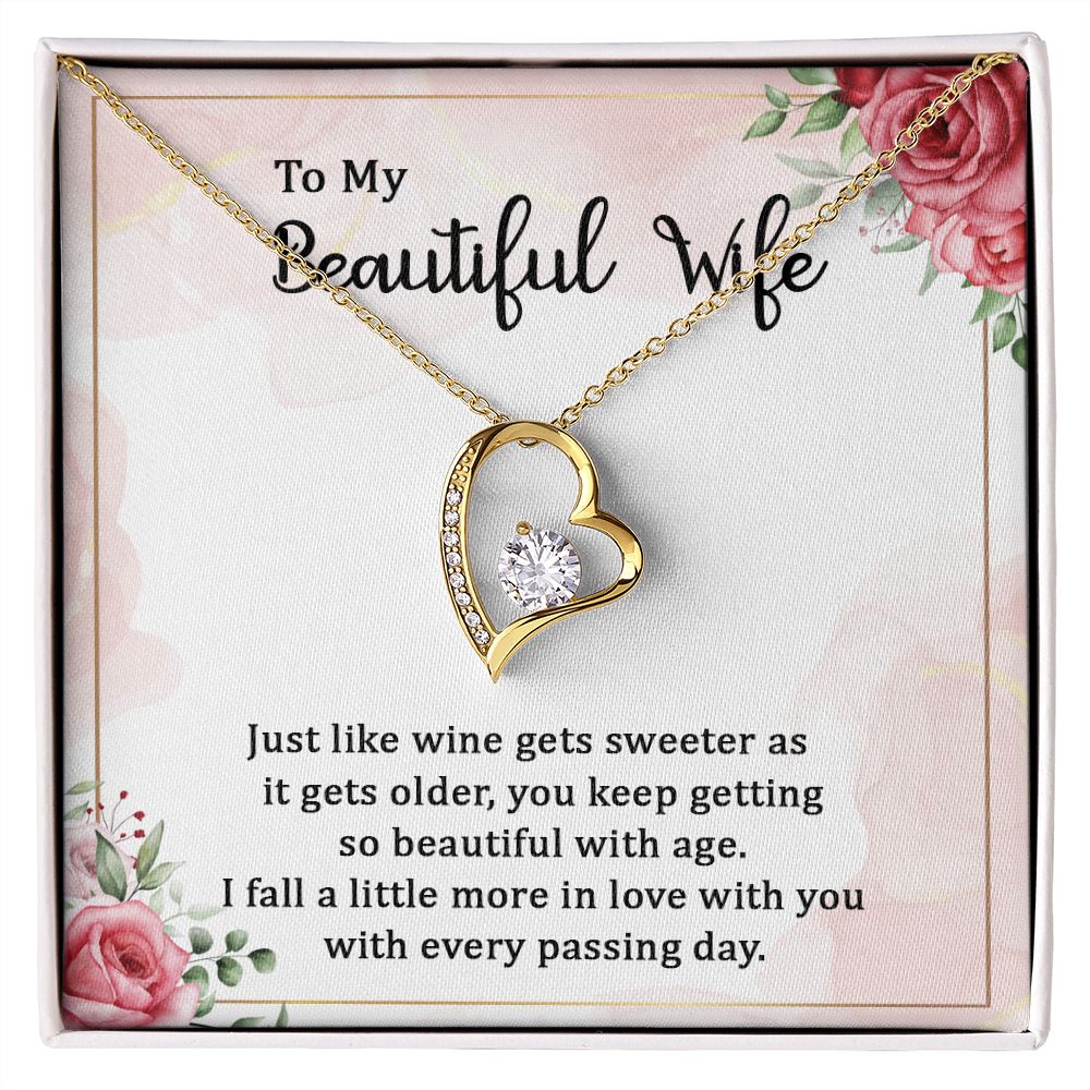 To My Wife Wine Gets Sweeter Forever Necklace w Message Card-Express Your Love Gifts