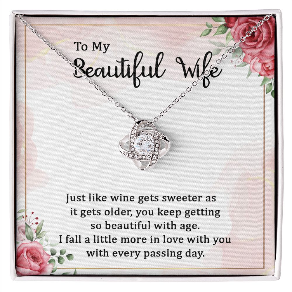 To My Wife Wine Gets Sweeter Infinity Knot Necklace Message Card-Express Your Love Gifts