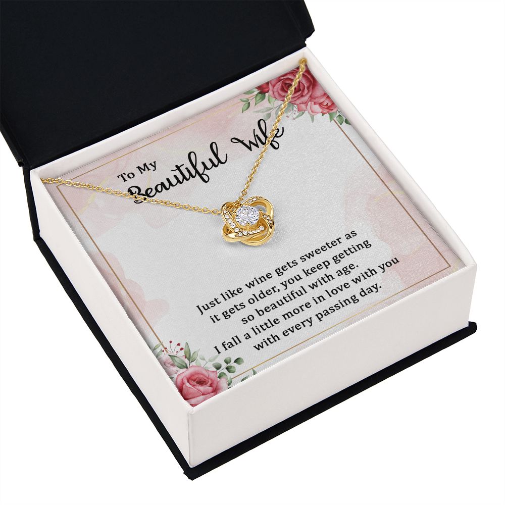 To My Wife Wine Gets Sweeter Infinity Knot Necklace Message Card-Express Your Love Gifts