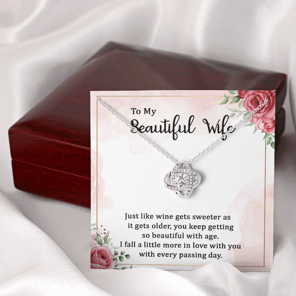 To My Wife Wine Gets Sweeter Infinity Knot Necklace Message Card-Express Your Love Gifts