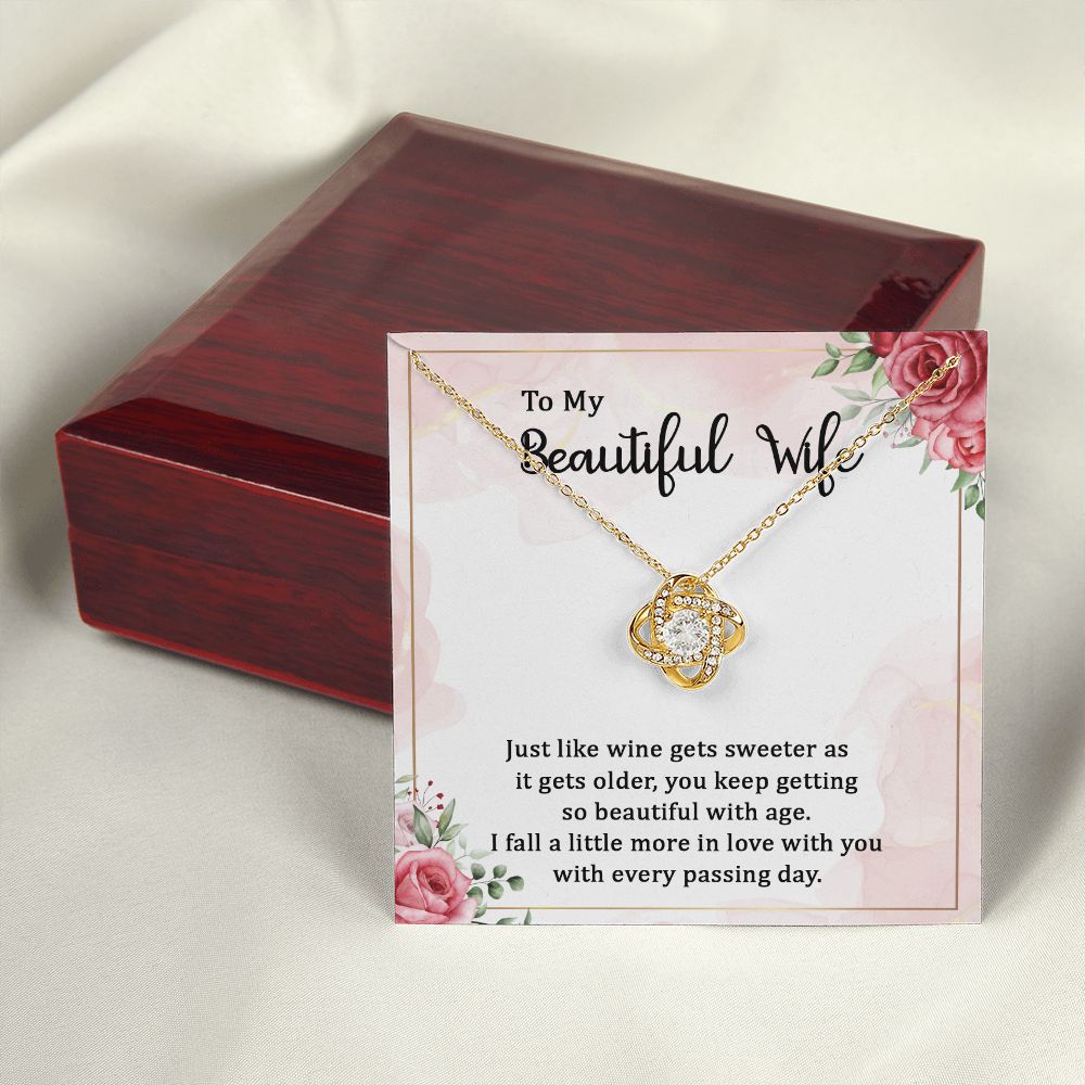 To My Wife Wine Gets Sweeter Infinity Knot Necklace Message Card-Express Your Love Gifts