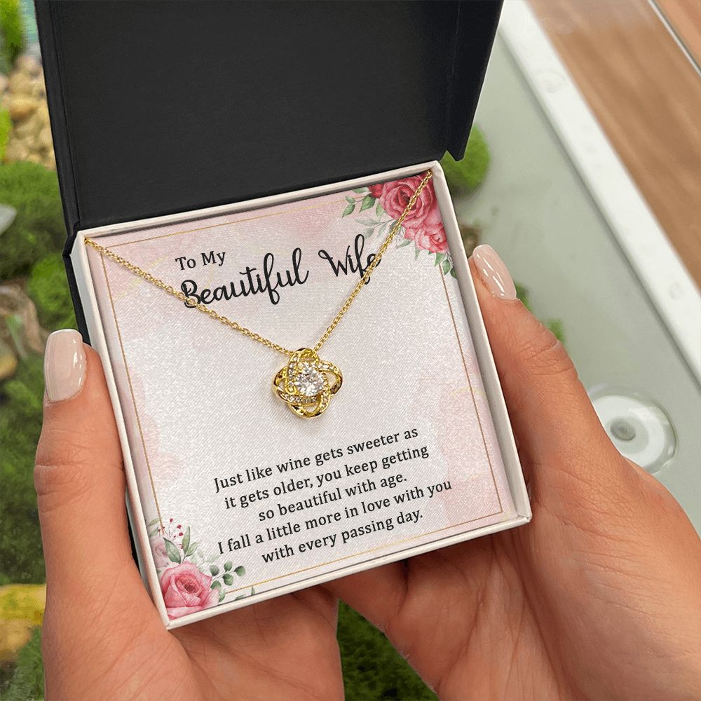 To My Wife Wine Gets Sweeter Infinity Knot Necklace Message Card-Express Your Love Gifts