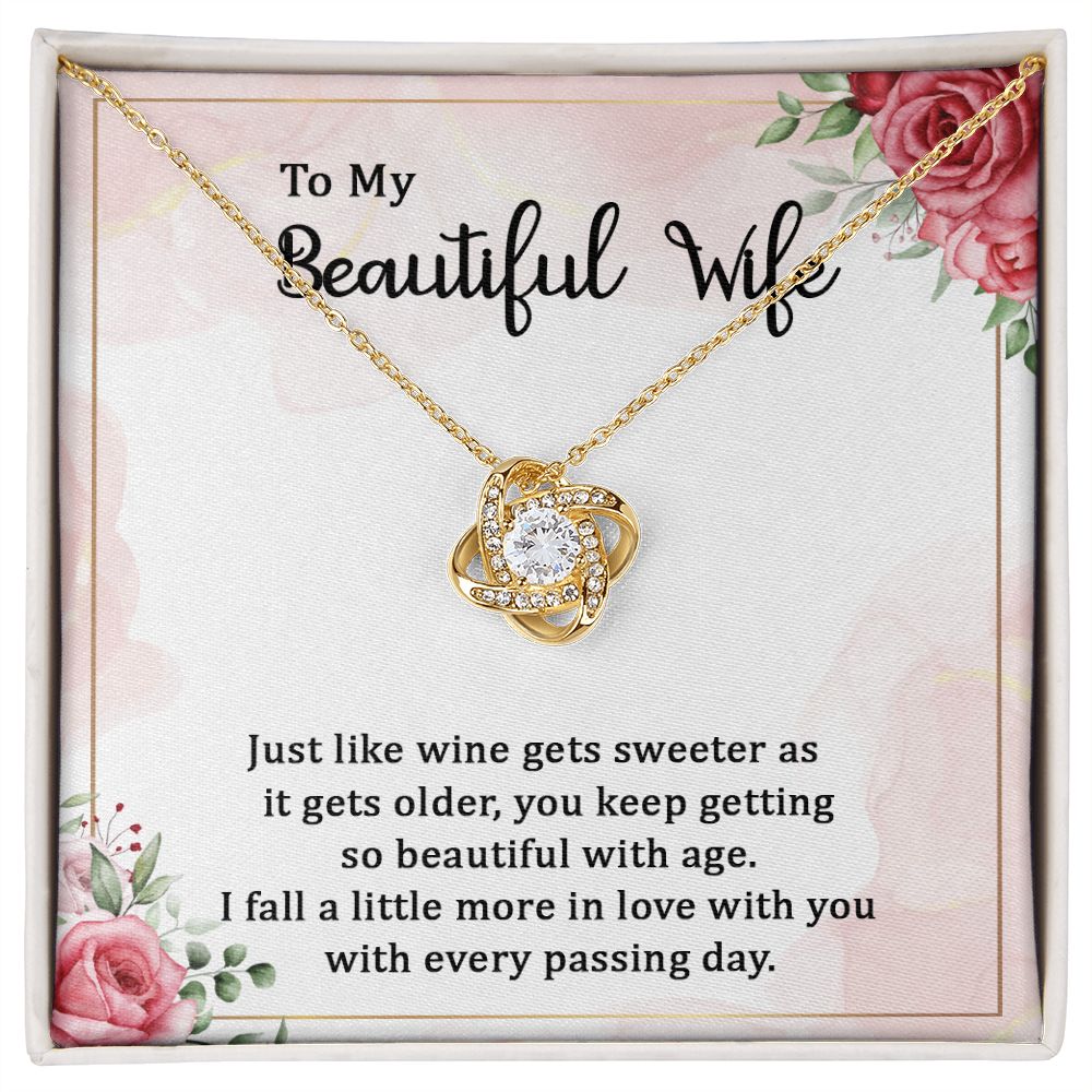 To My Wife Wine Gets Sweeter Infinity Knot Necklace Message Card-Express Your Love Gifts