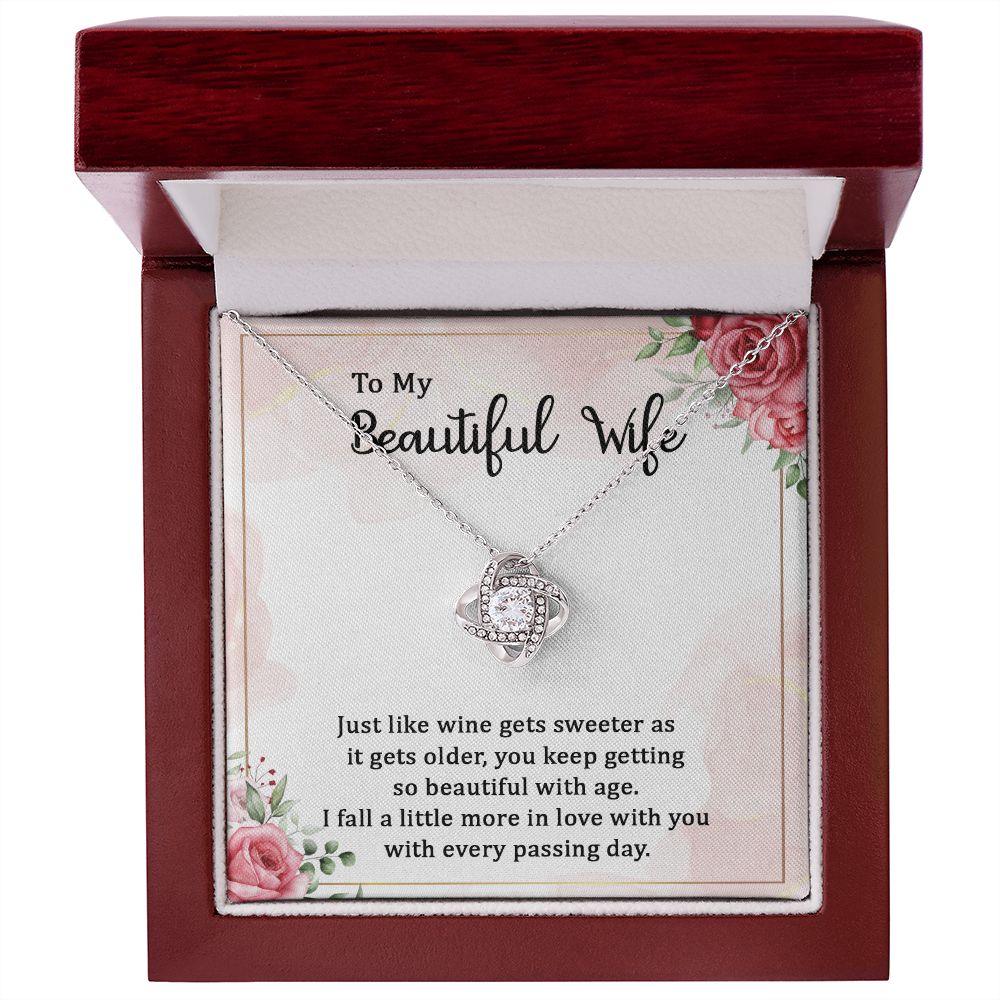 To My Wife Wine Gets Sweeter Infinity Knot Necklace Message Card-Express Your Love Gifts