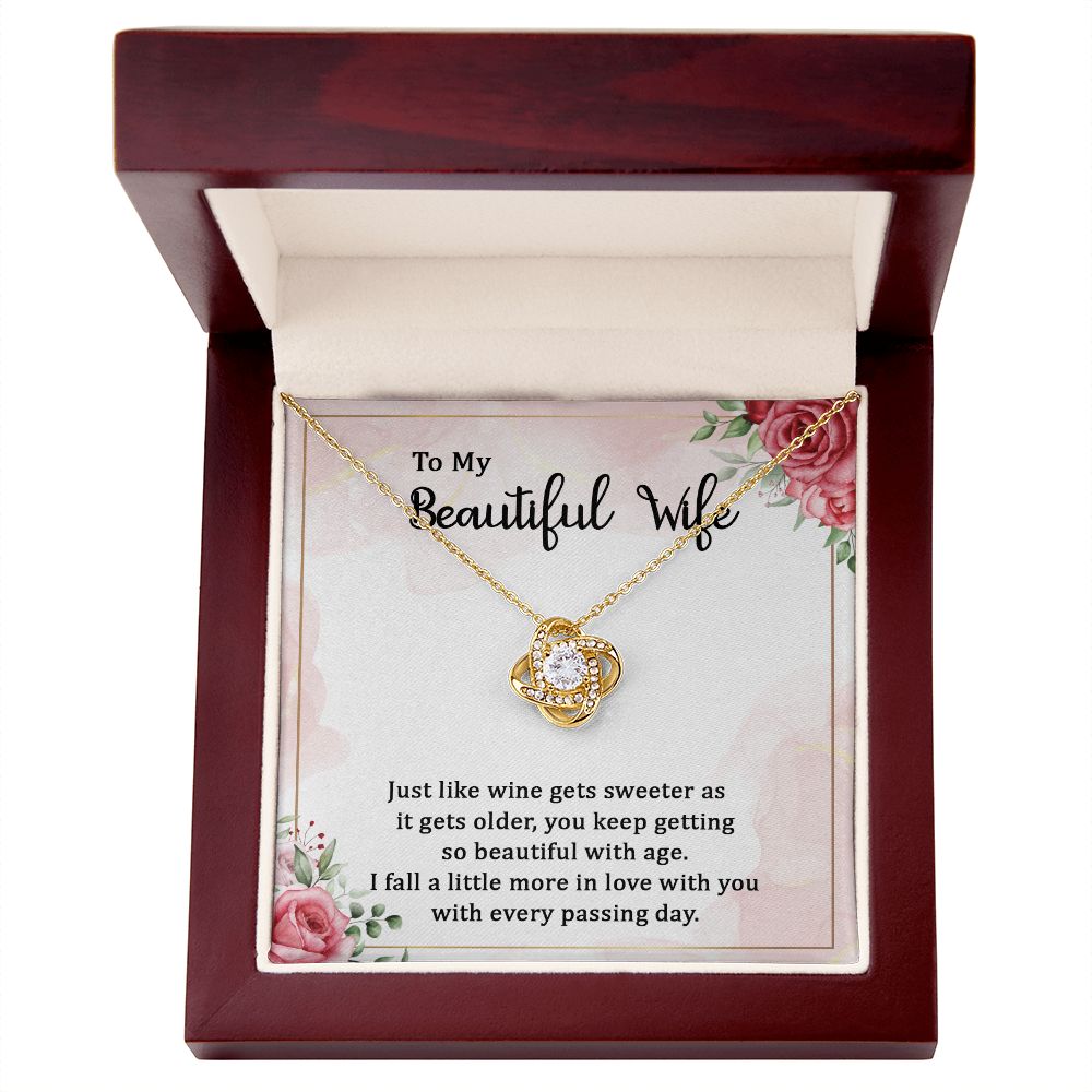 To My Wife Wine Gets Sweeter Infinity Knot Necklace Message Card-Express Your Love Gifts