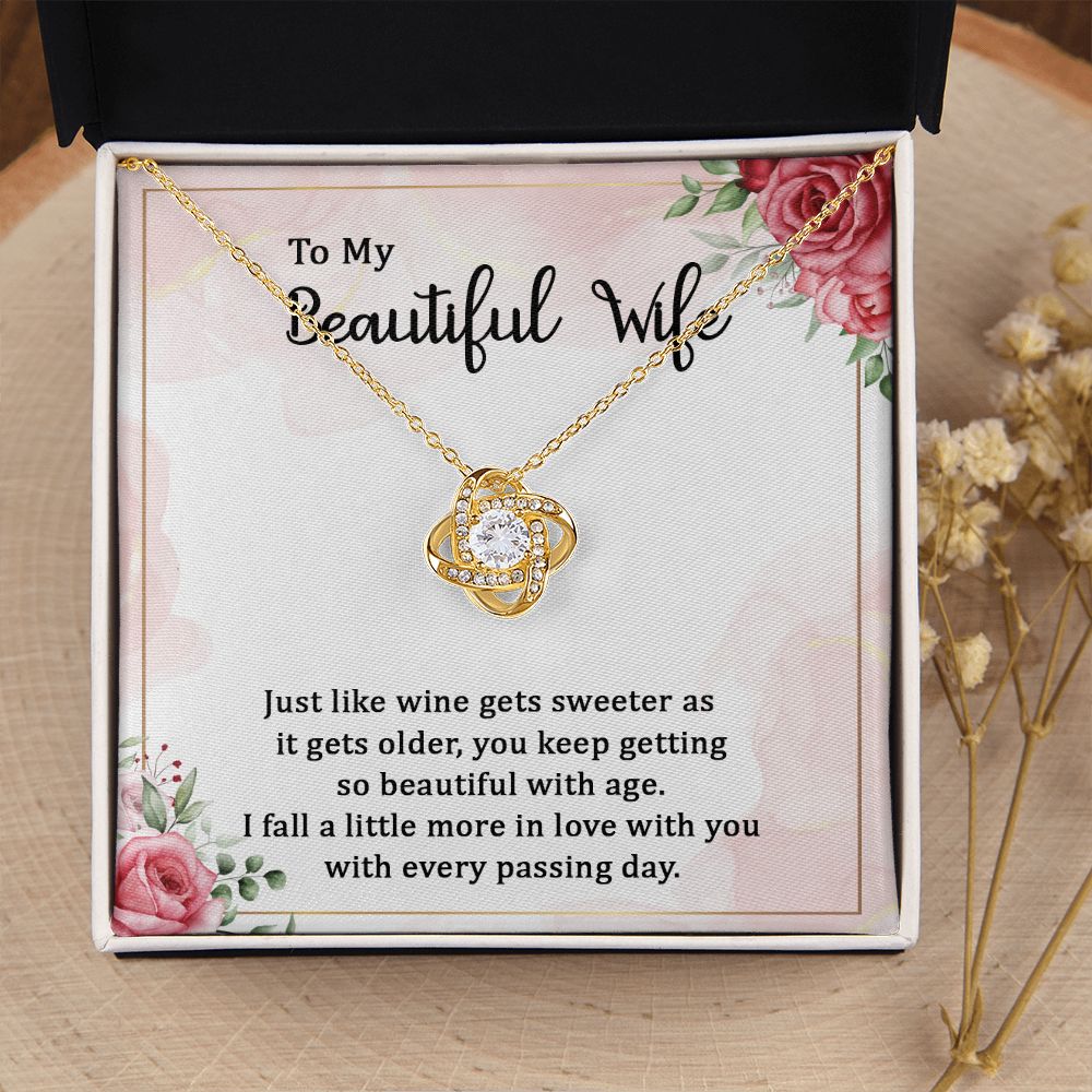 To My Wife Wine Gets Sweeter Infinity Knot Necklace Message Card-Express Your Love Gifts