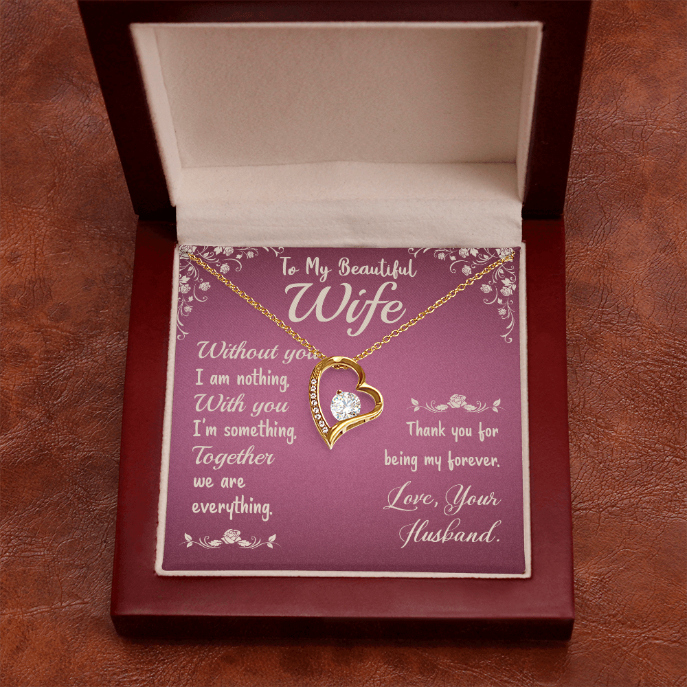 To My Wife Without You I Am Nothing Forever Necklace w Message Card-Express Your Love Gifts