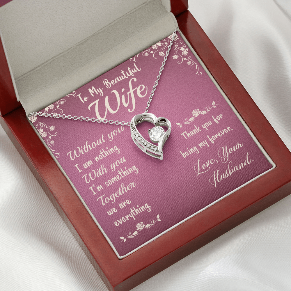 To My Wife Without You I Am Nothing Forever Necklace w Message Card-Express Your Love Gifts