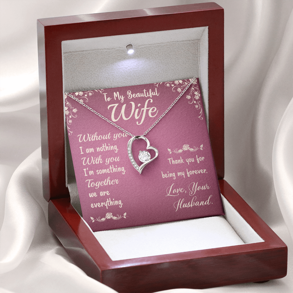 To My Wife Without You I Am Nothing Forever Necklace w Message Card-Express Your Love Gifts