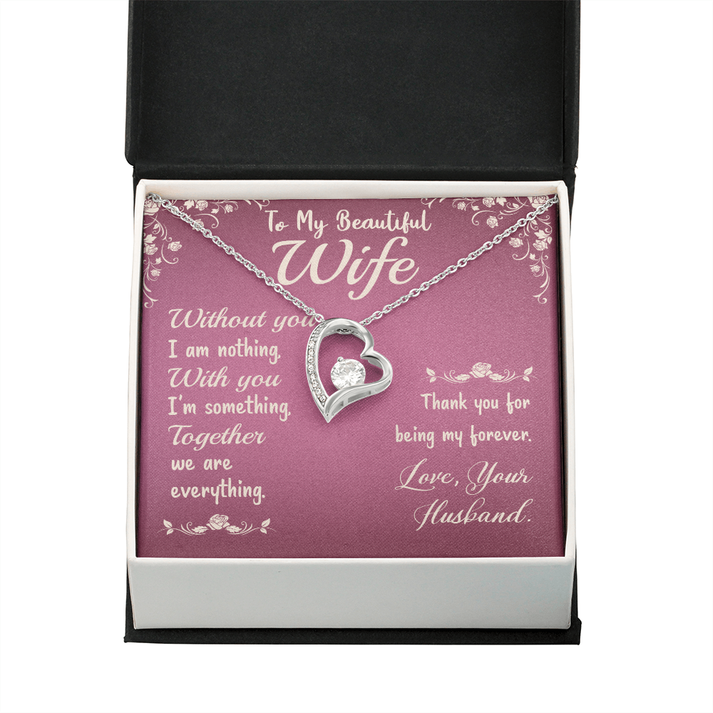 To My Wife Without You I Am Nothing Forever Necklace w Message Card-Express Your Love Gifts