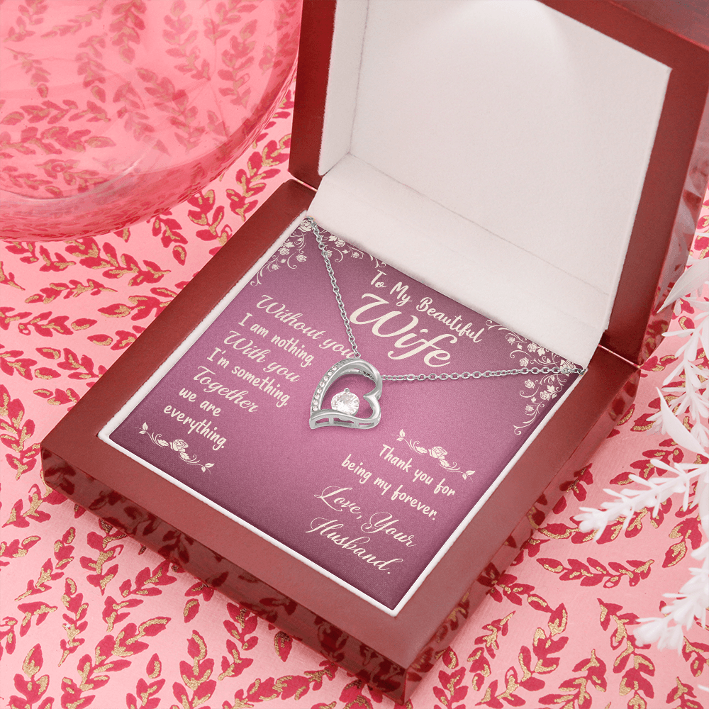 To My Wife Without You I Am Nothing Forever Necklace w Message Card-Express Your Love Gifts