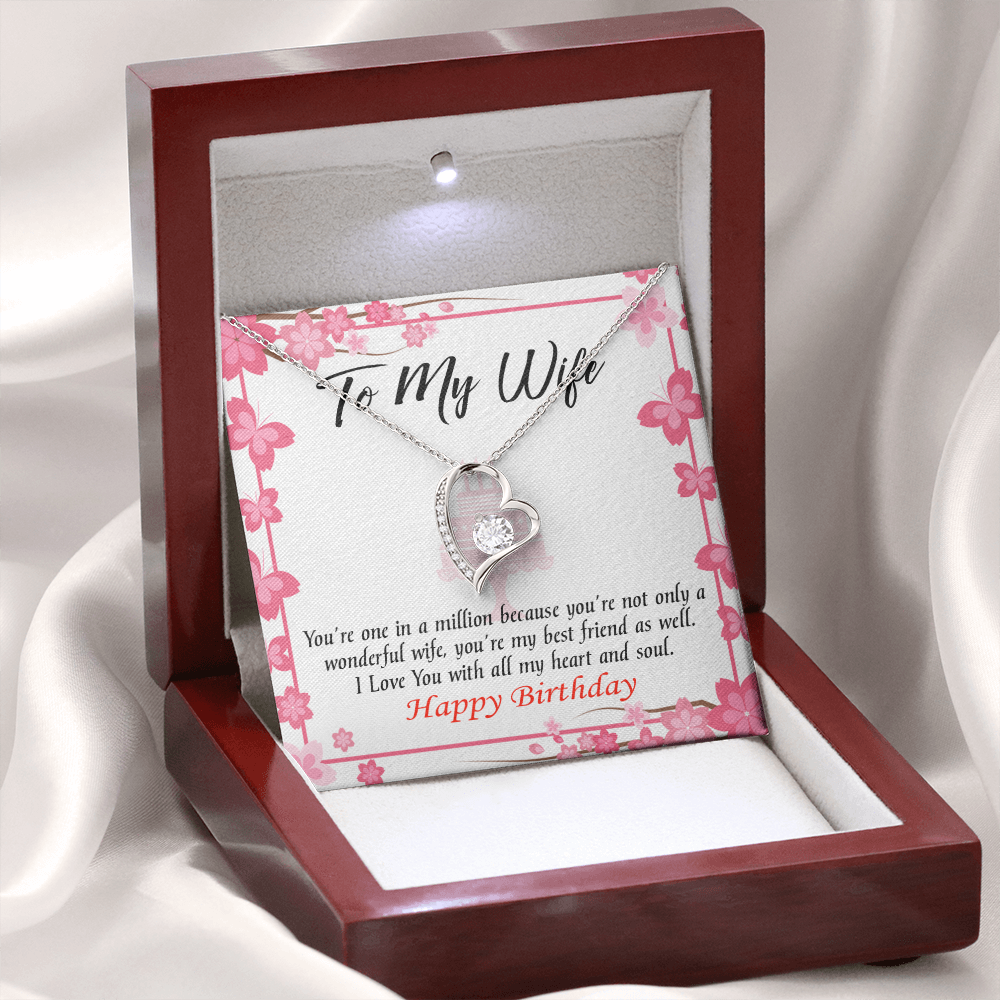 To My Wife Wonderful Best Friend Wife Birthday Message Forever Necklace w Message Card-Express Your Love Gifts