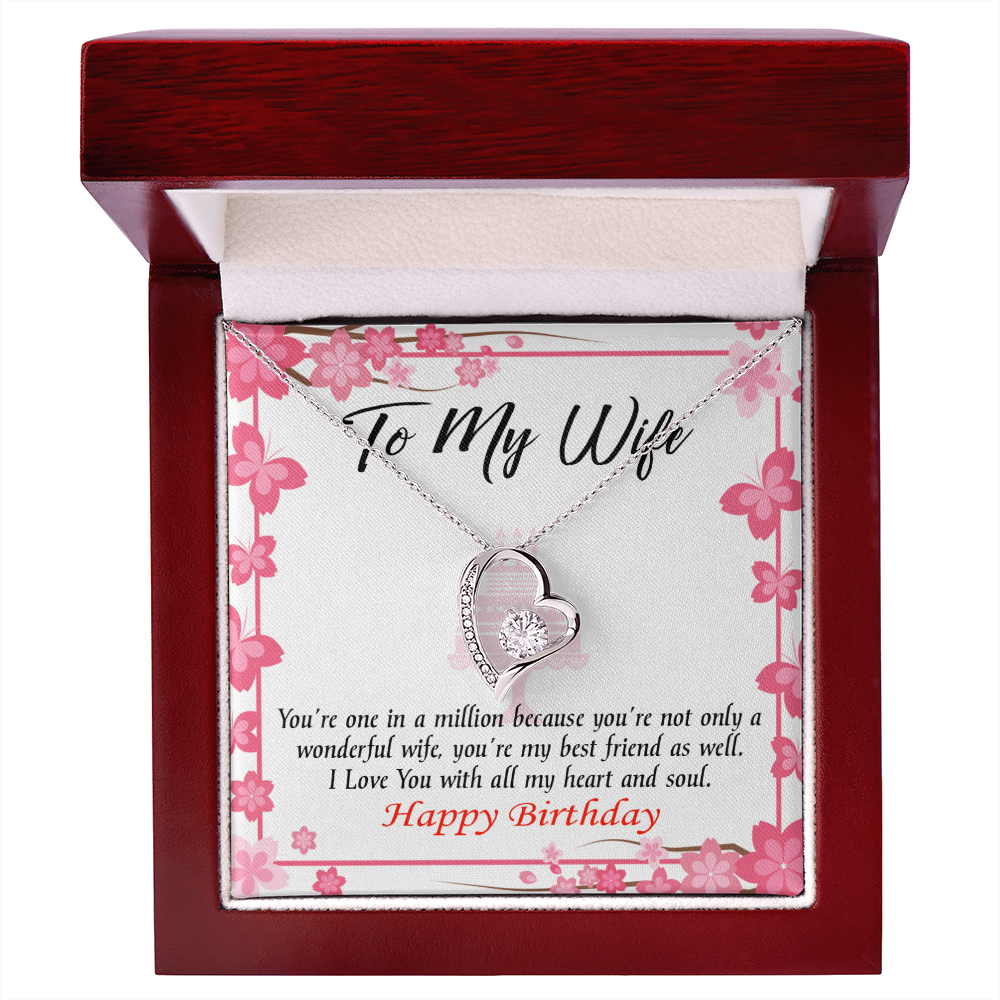 To My Wife Wonderful Best Friend Wife Birthday Message Forever Necklace w Message Card-Express Your Love Gifts