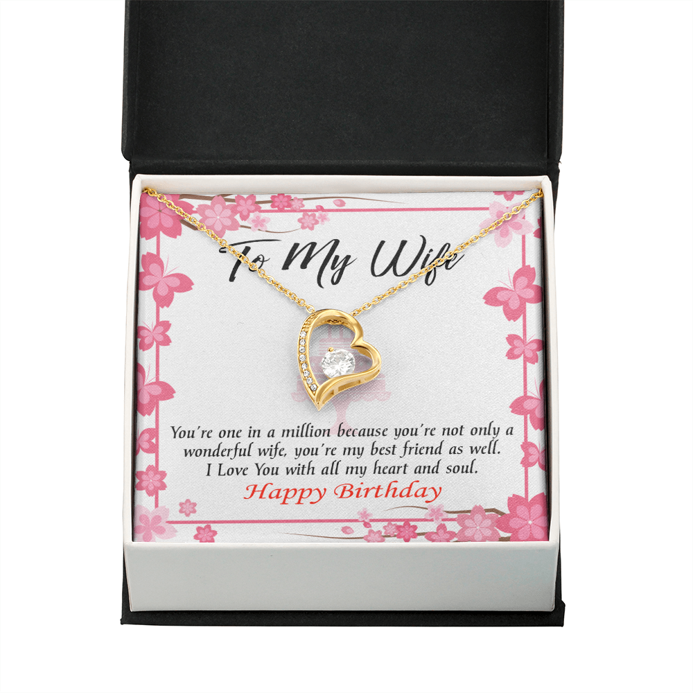 To My Wife Wonderful Best Friend Wife Birthday Message Forever Necklace w Message Card-Express Your Love Gifts