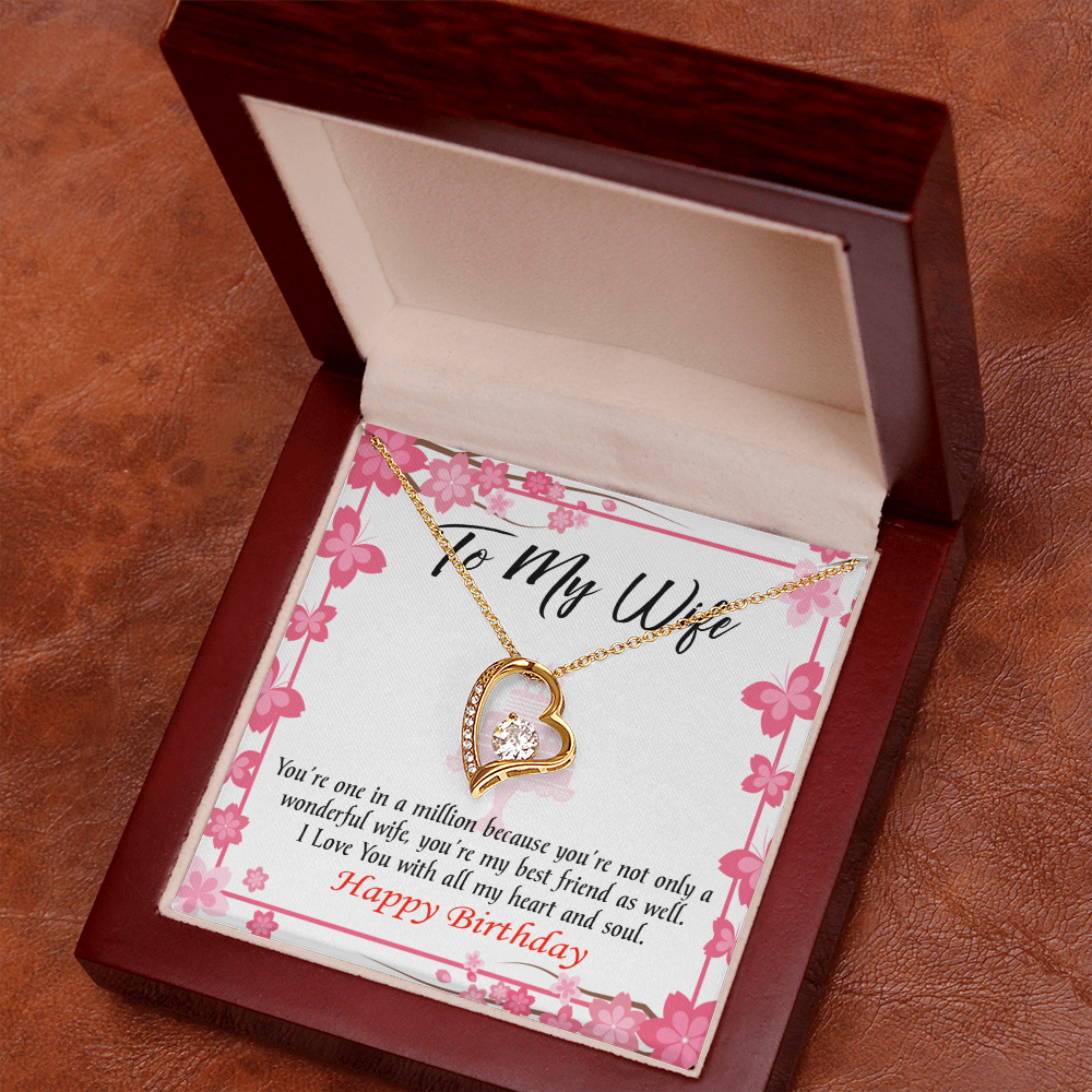 To My Wife Wonderful Best Friend Wife Birthday Message Forever Necklace w Message Card-Express Your Love Gifts