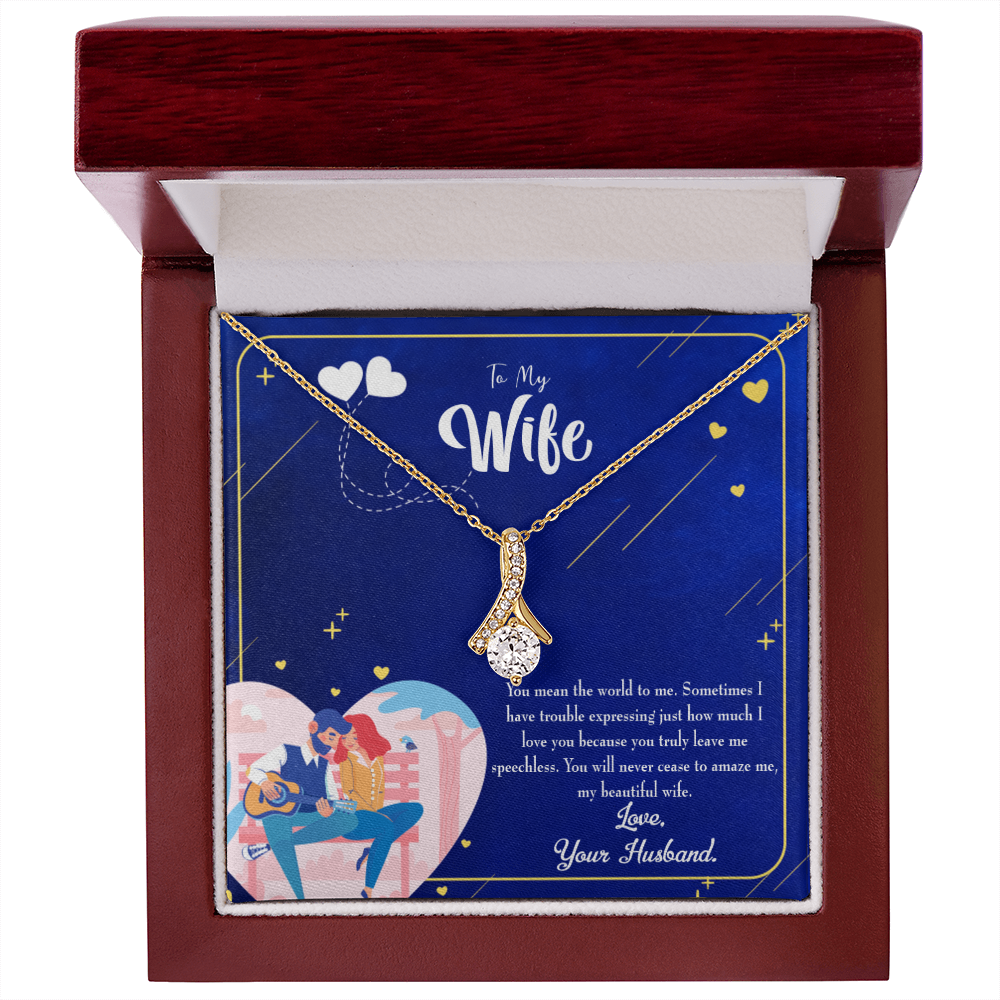 To My Wife You Amaze Me Alluring Ribbon Necklace Message Card-Express Your Love Gifts