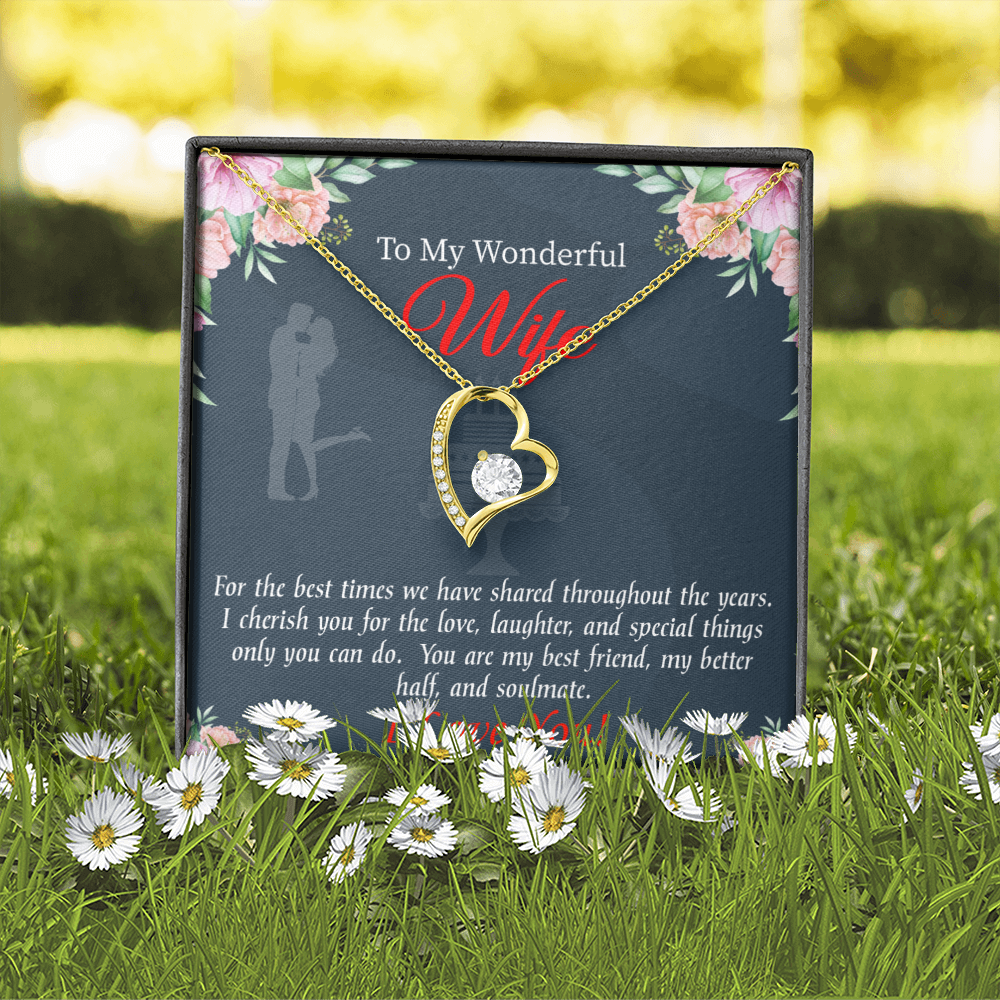 To My Wife You Are Cherished Birthday Message Forever Necklace w Message Card-Express Your Love Gifts