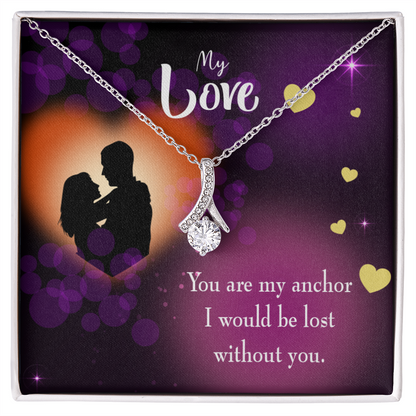 To My Wife You Are my Anchor Alluring Ribbon Necklace Message Card-Express Your Love Gifts