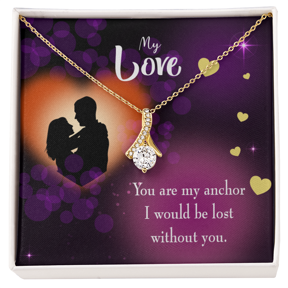 To My Wife You Are my Anchor Alluring Ribbon Necklace Message Card-Express Your Love Gifts